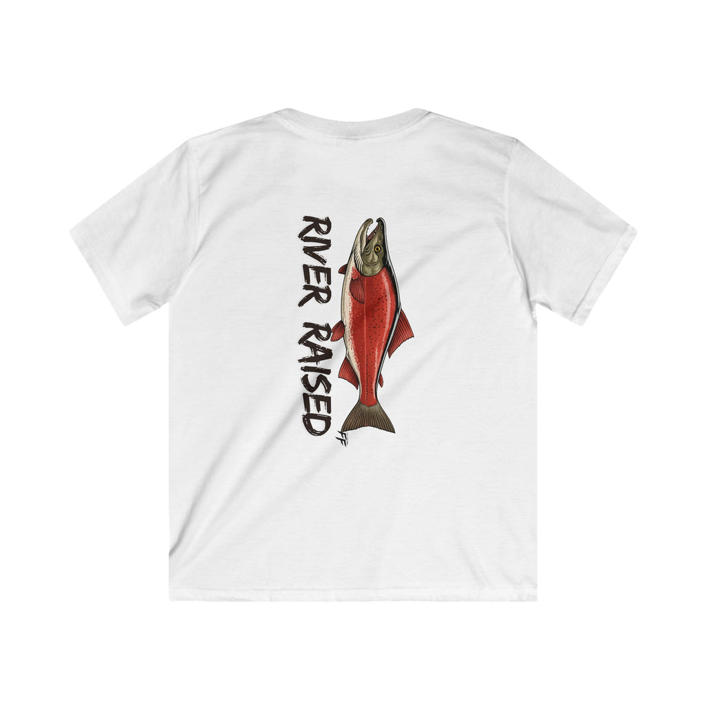 River Raised Salmon Shirt | Alaska Kids Tee | Fishing Shirt for Boys & Girls | Feral Outdoor Kid Shirt | Salmon Fishing Graphic Tee