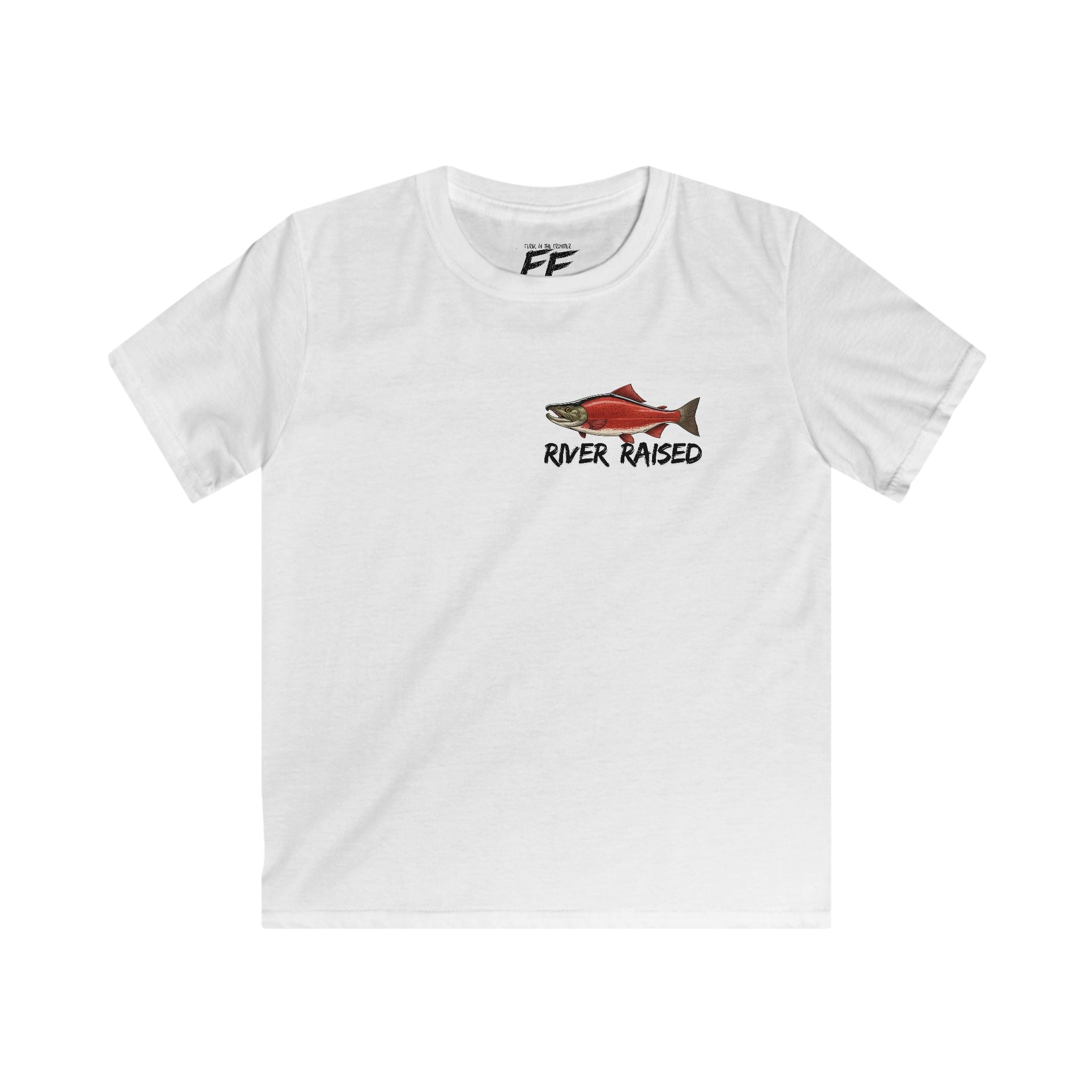 River Raised Salmon Shirt | Alaska Kids Tee | Fishing Shirt for Boys & Girls | Feral Outdoor Kid Shirt | Salmon Fishing Graphic Tee