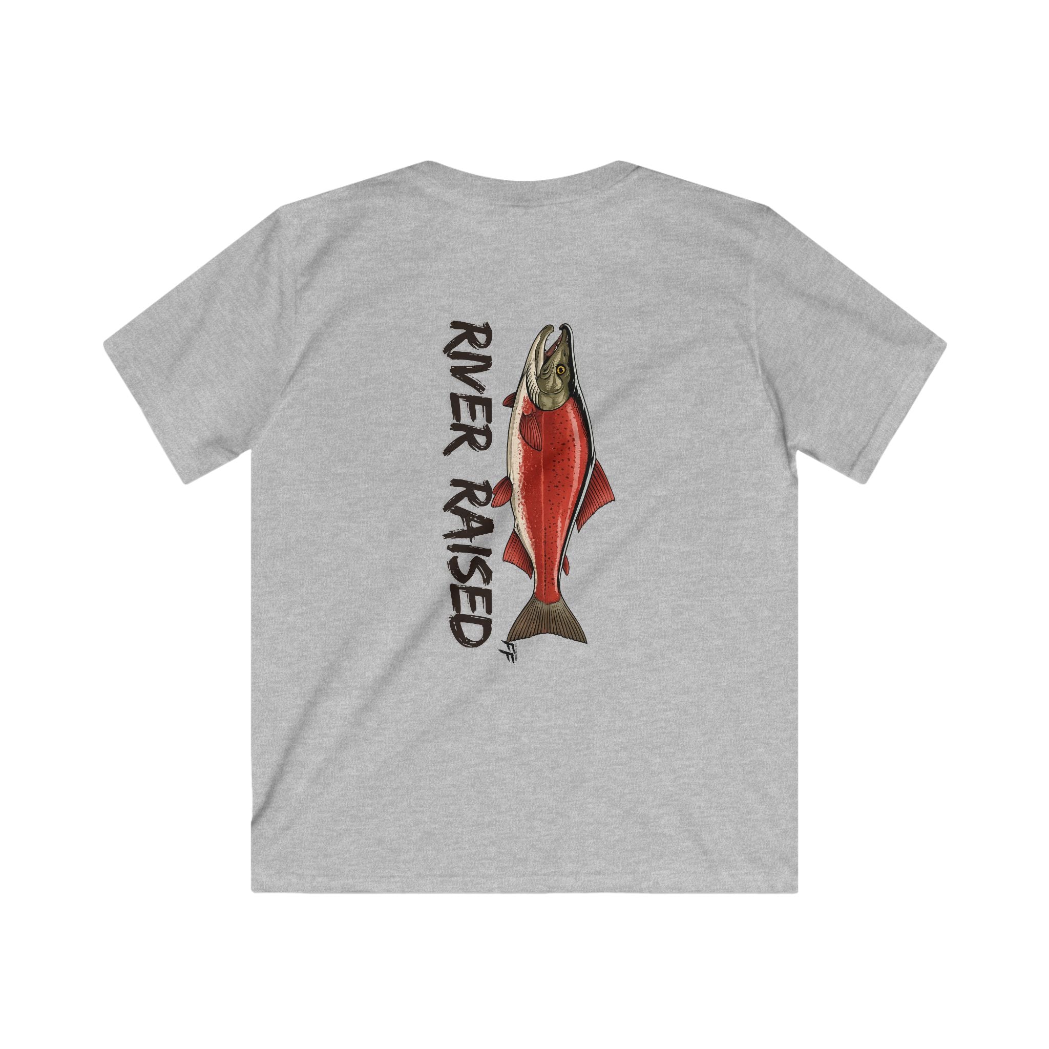 River Raised Salmon Shirt | Alaska Kids Tee | Fishing Shirt for Boys & Girls | Feral Outdoor Kid Shirt | Salmon Fishing Graphic Tee