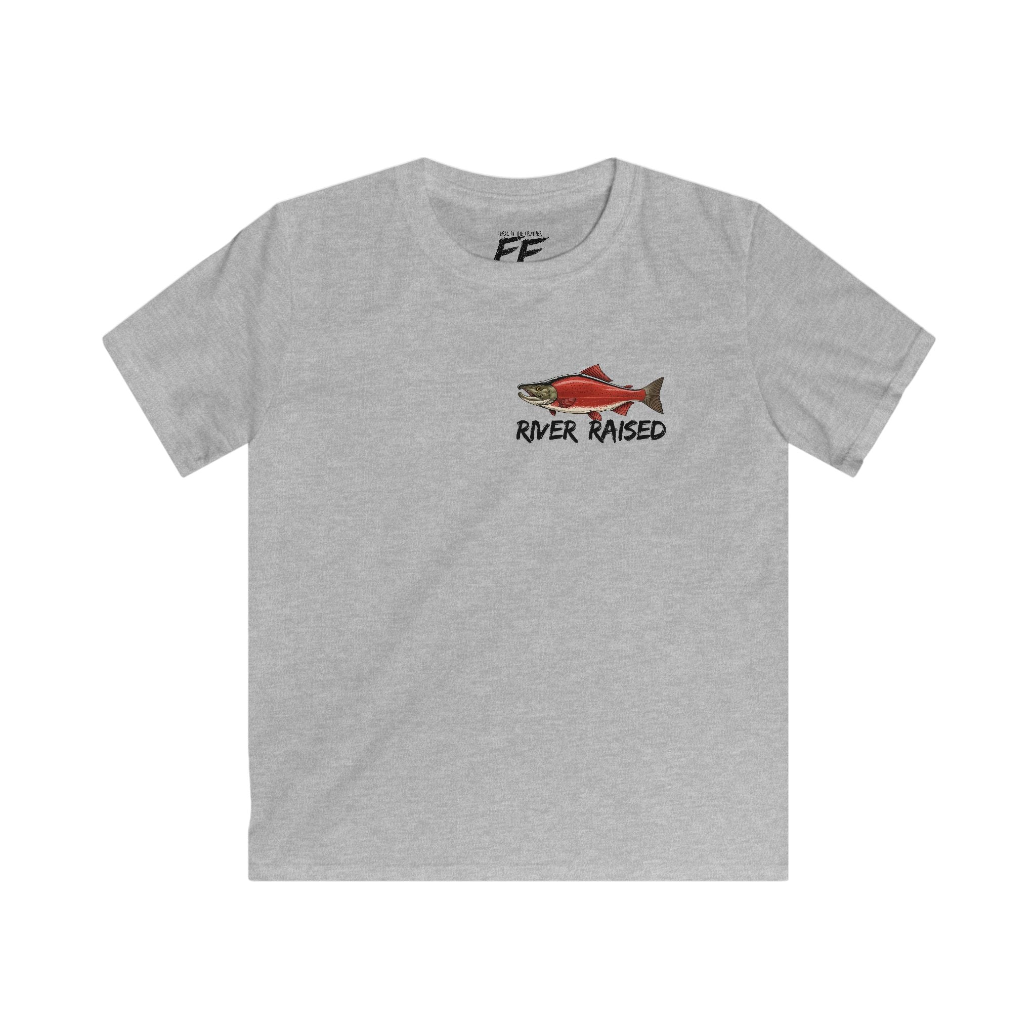 River Raised Salmon Shirt | Alaska Kids Tee | Fishing Shirt for Boys & Girls | Feral Outdoor Kid Shirt | Salmon Fishing Graphic Tee